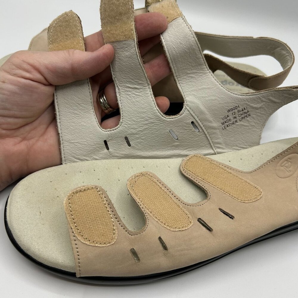 Propet Breeze Walker Size 12 Beige Leather Sandals With Adjustable Straps - Picture 10 of 10